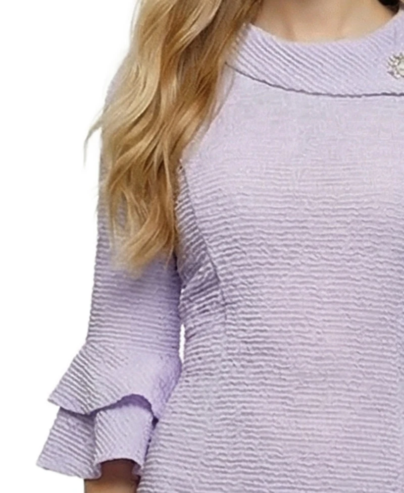 Ny Collection Petite 3/4 Sleeve Shawl Collar Dress