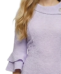 Ny Collection Petite 3/4 Sleeve Shawl Collar Dress