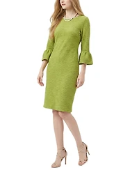 Ny Collection Petite 3/4 Sleeve Mother of Pearl Detail Dress