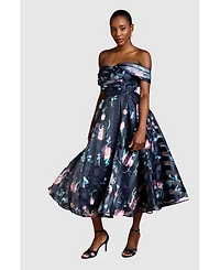 Coast Women's Stripe Organza Pleat Top Midi Dress