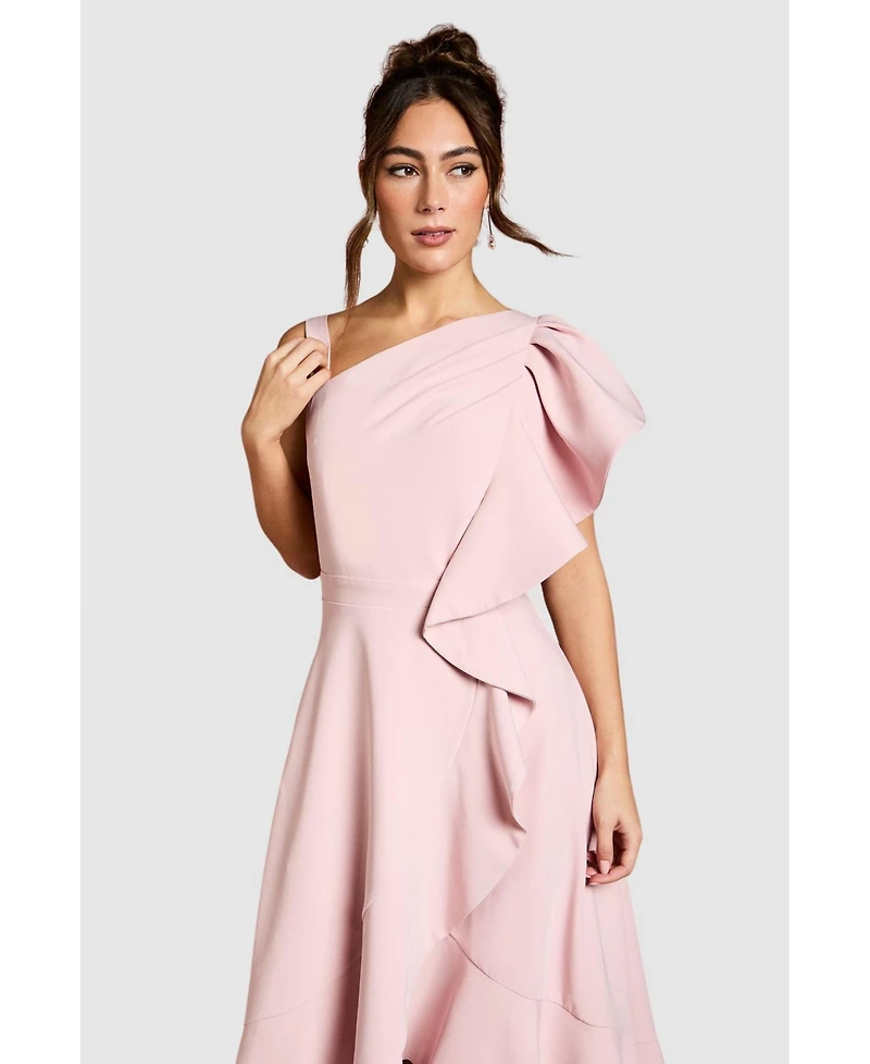 Coast Women's One Shoulder Crepe Ruffle Midi Dress