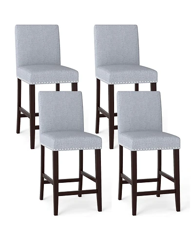 Gymax 26'' Counter Height Chairs Set of 4 Barstools w/ Padded Seat and Backrest Footrest