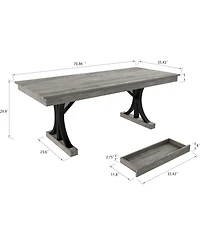 gaomon 71" Wooden Kitchen Table with Two Drawers, Large Dining Table for 6-8 Large Tabletop and Sturdy Frame, Rectangular Dining Table