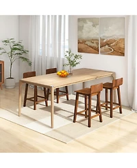 Gymax 24.5'' Solid Wood Bar Stools Set of 4 Home Counter Kitchen Stools w/ Low Backrest and Footrest