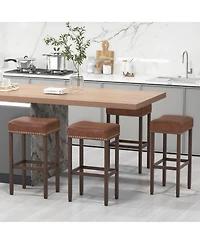 Gymax 4PCS 29.5'' Bar Stool Set Counter Height Saddle Stools w/ Rubber Wood Frame