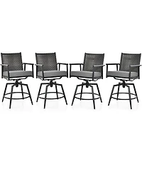 Gymax Patio Swivel Bar Stools Set of 4 Outdoor Counter Height Bar Chairs w/ Pe Rattan