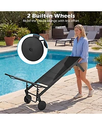 Slickblue Patio Chaise Lounge Chair with Wheels and 6-Level Adjustable Backrest Set of 2