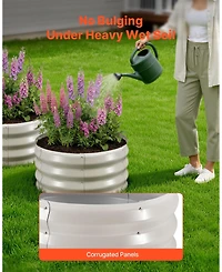 Gouun 3-Piece Round Galvanized Raised Garden Bed Set, Alu-Zinc Planter Boxes
