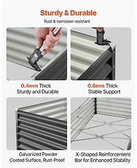 Gouun Deep Root Metal Raised Garden Bed, Galvanized Planter Box with Reinforcement Bars
