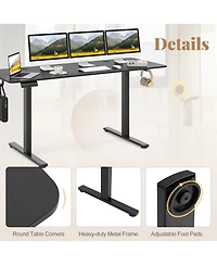Gouun Electric Standing Desk with 3 Memory Heights and 2 Hanging Hooks and Cable Holes