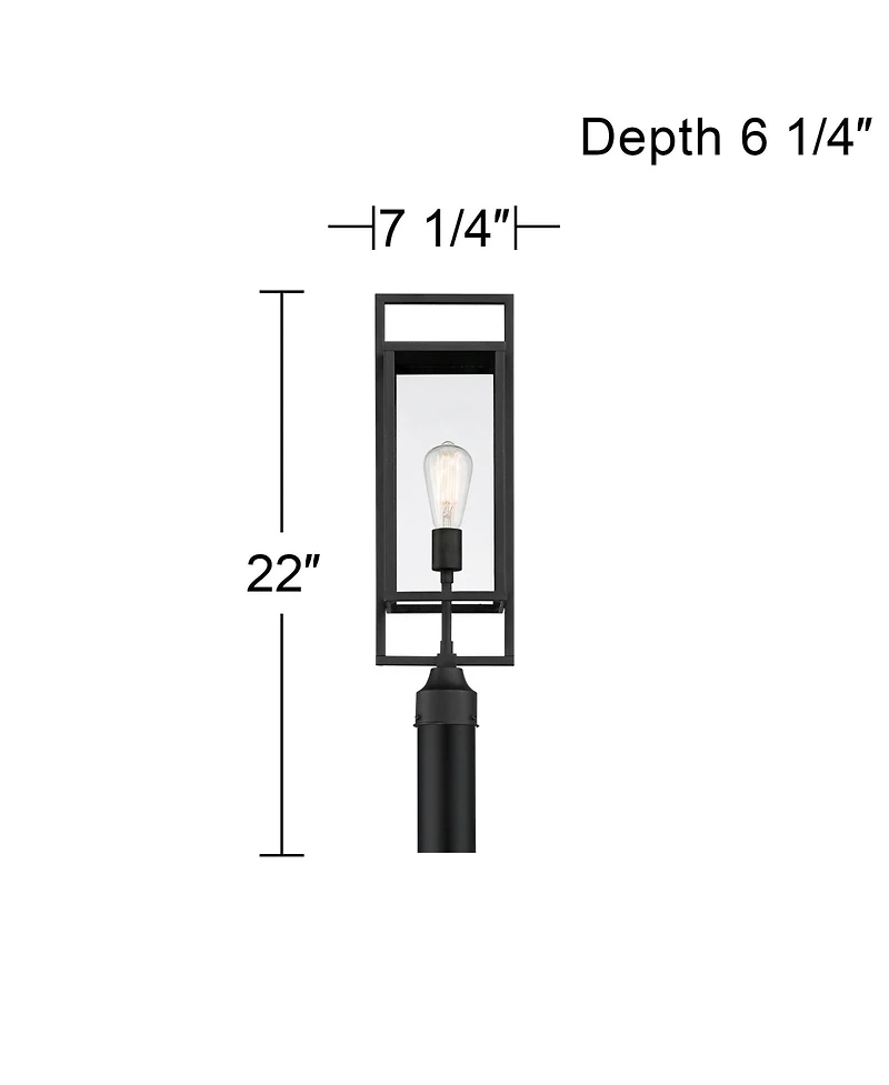 Possini Euro Design Jericho Modern Outdoor Post Light Textured Clear Glass Panel for Exterior Barn Deck House Porch Yard Patio Home Outside