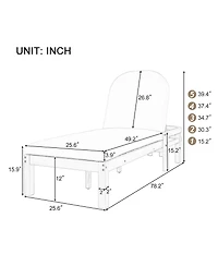 Rainsken Patio Acacia Wood Reclining Chaise Lounge