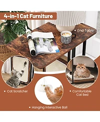 Cozito Cat Tree C-Shaped Side Table with Scratching Board