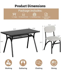 gaomon 4-Person Modern Dining Set with Storage Table and Boucle Chairs, for Small Spaces