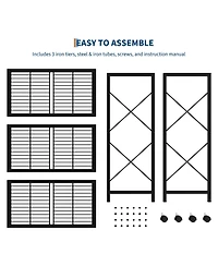 Homfan Slim Shoe Rack with Metal Frame and Fabric Shelves, Adjustable Shoe Storage Organizer for Entryway, Bedroom