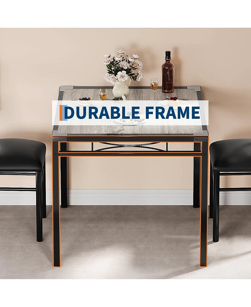 gaomon 2-Person Dining Table Set with Padded Chairs and Corner Guards