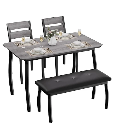 gaomon 4-Person Modern Metal and Wood Space-Saving Dining Set