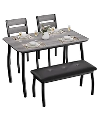 gaomon 4-Person Modern Metal and Wood Space-Saving Dining Set