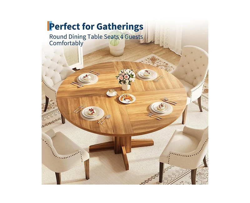 gaomon 4-Person Small Round Farmhouse Dining Table with Pedestal