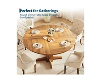 gaomon 4-Person Small Round Farmhouse Dining Table with Pedestal