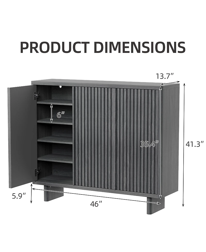 Homfan 2 Piece 5 Tier Shoe Cabinet Set with Fluted Doors and 4 Adjustable Shelves, 46 in Entryway Organizer