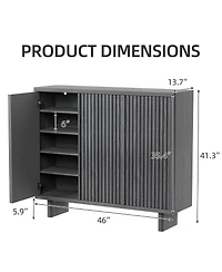 Homfan 2 Piece 5 Tier Shoe Cabinet Set with Fluted Doors and 4 Adjustable Shelves, 46 in Entryway Organizer