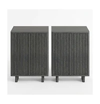 Homfan 2 Piece 5 Tier Shoe Cabinet Set with Fluted Doors and Adjustable Shelves, Entryway Hallway Storage Organizer