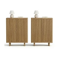 Homfan 2 Piece 5 Tier Shoe Cabinet Set with Fluted Doors and Adjustable Shelves, Entryway Hallway Storage Organizer