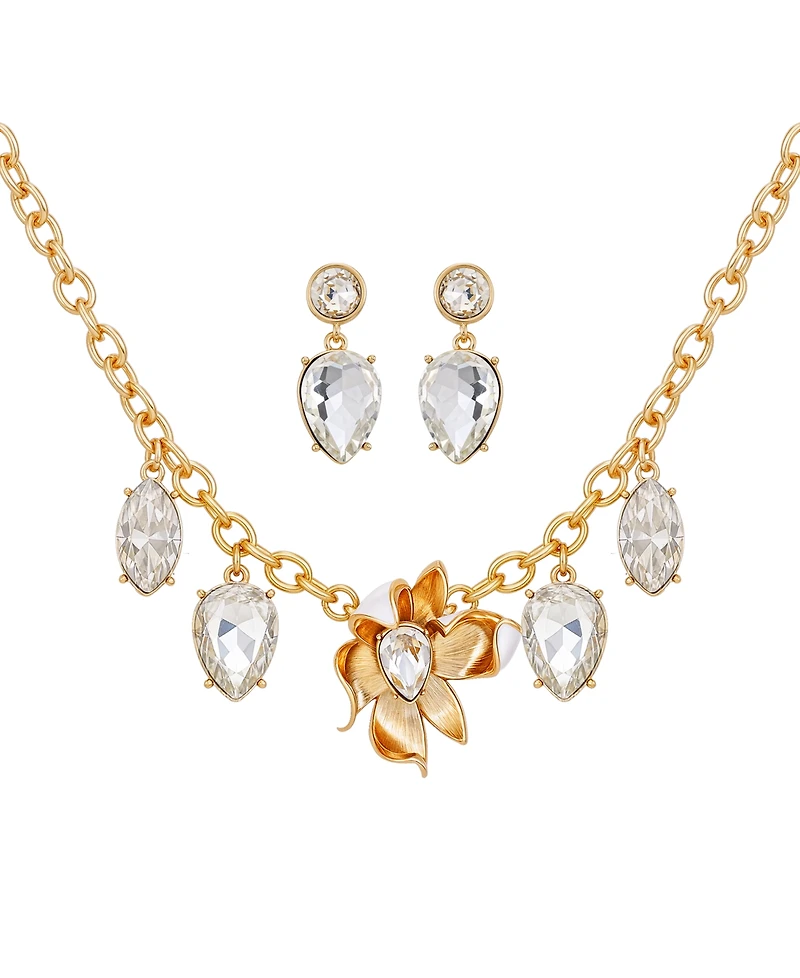 Guess 2-Pc. Gold-Tone Crystal Stone Accent Necklace and Earrings Set