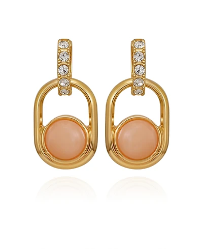 Guess Gold-Tone Rose Stone Linear Drop Earrings