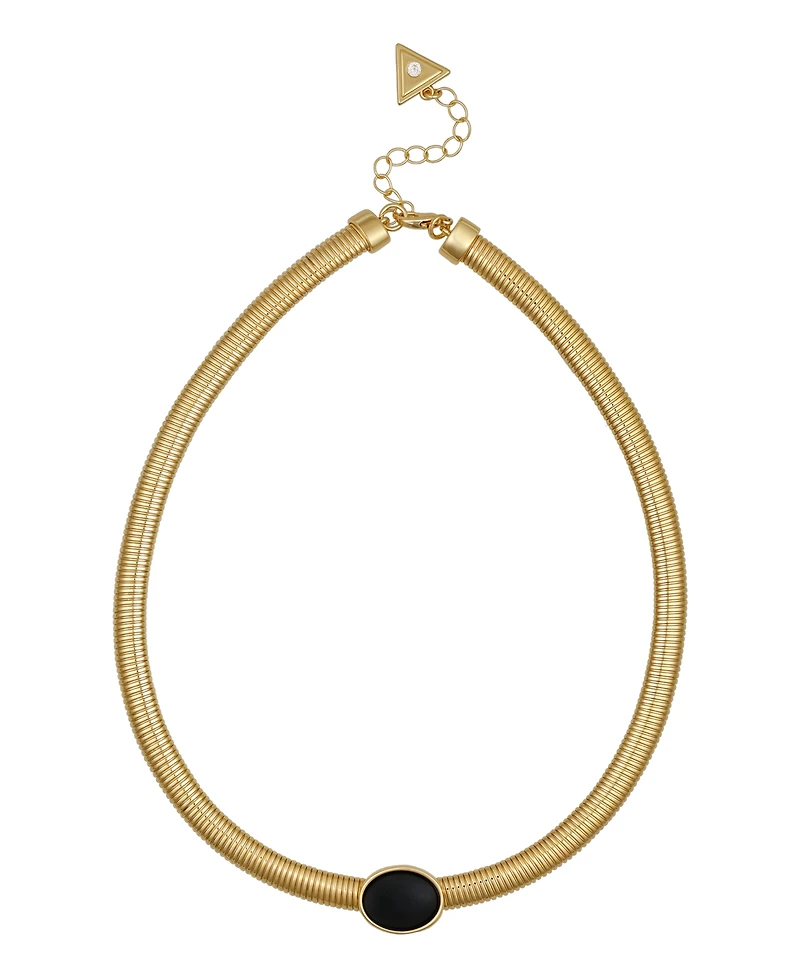 Guess Black Cat Eye Gold-Tone Collar Necklace
