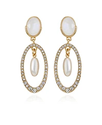 Guess Imitation Pearl Gold-Tone Linear Drop Earrings