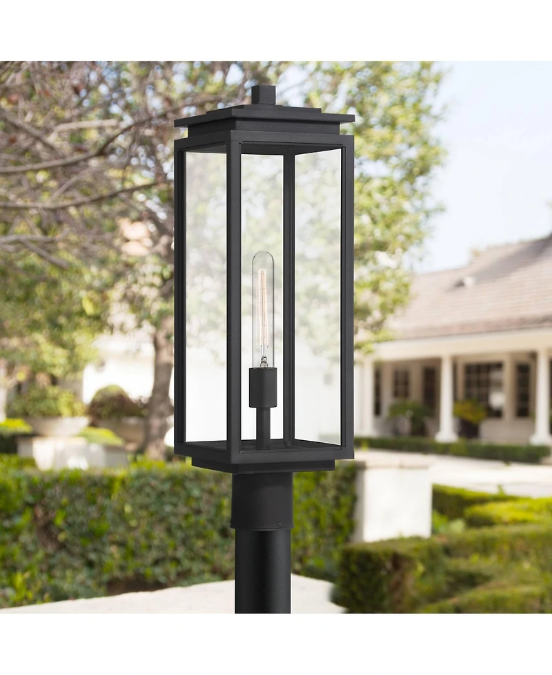 Possini Euro Design Atkins High Modern Outdoor Post Light Fixture Pole Porch Edison Bulb Matte Die Cast Metal