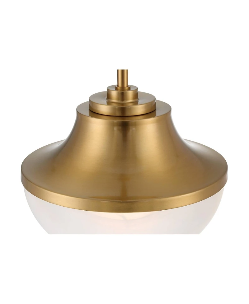 Possini Euro Design Zachary Warm Gold Mini Pendant Light Wide Modern White Glass Fixture for Dining Room House Kitchen Island