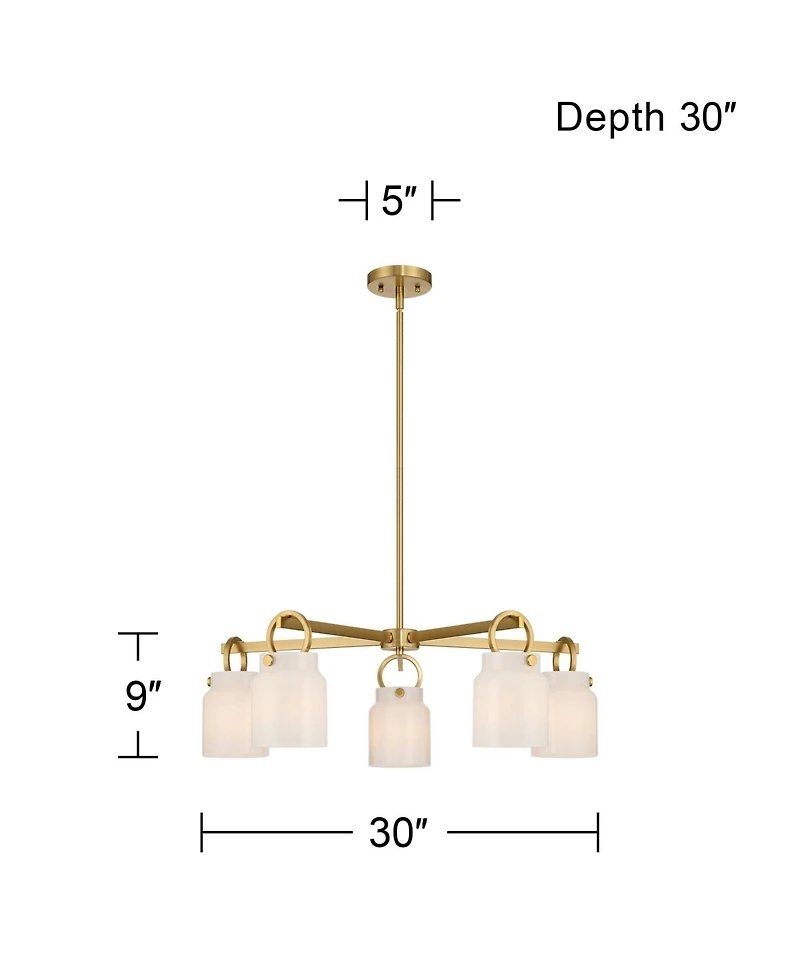 Possini Euro Design Evora Brass and Opal Glass 5-Light Chandelier