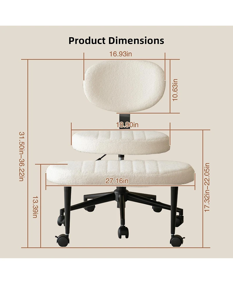 Streamdale Furniture Ergonomic Cross-Legged Swivel Desk Chair with Back Support