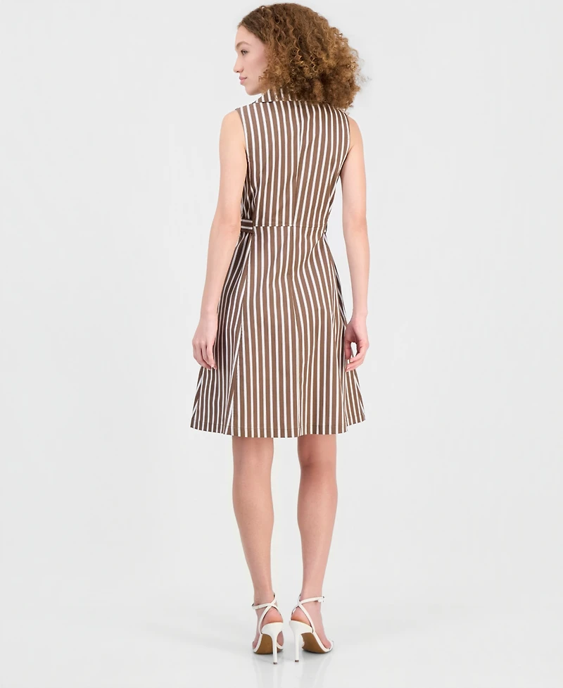 Robbie Bee Women's Notch Collar Sleeveless Trench Dress