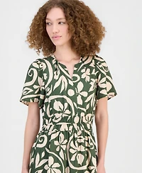 Robbie Bee Women's Elastic-Waist Tiered Midi Dress