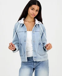 Madden Girl Juniors' Hooded Denim Jacket