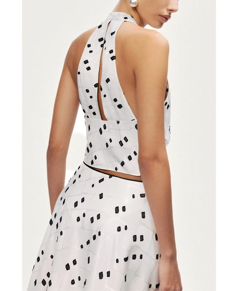 Nocturne Women's High-Rise Midi Skirt with Print Details