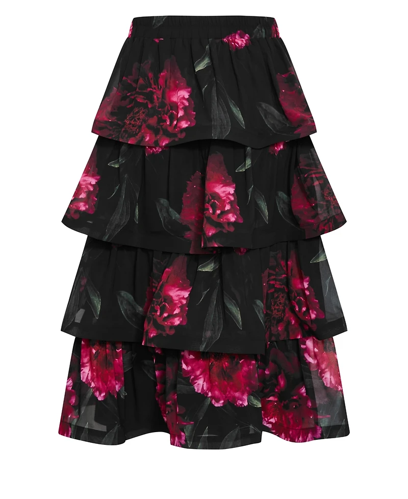City Chic Women's Bianka Bloom Print Tiered Skirt