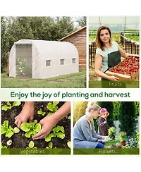 Outsunny Walk-in Tunnel house, Roll Up Door, 14.6'x6.6'x6.6',