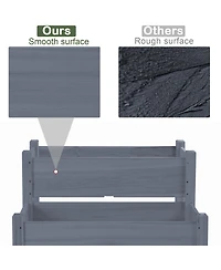 Outsunny 34" x 34" x 28" Raised Garden Bed 2-Tier Wooden Planter Box