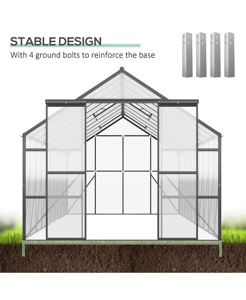 Outsunny Walk-in Garden house Kit with Vent, Rain Gutter and Door