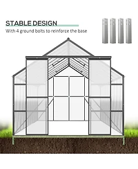 Outsunny Walk-in Garden house Kit with Vent, Rain Gutter and Door