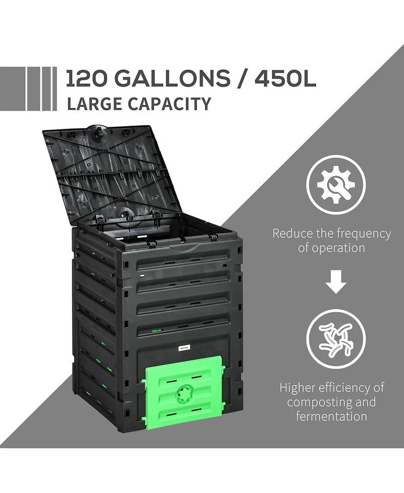 Outsunny 120 Gallon Compost Bin, Large Composter with 80 Vents,