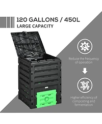 Outsunny 120 Gallon Compost Bin, Large Composter with 80 Vents,