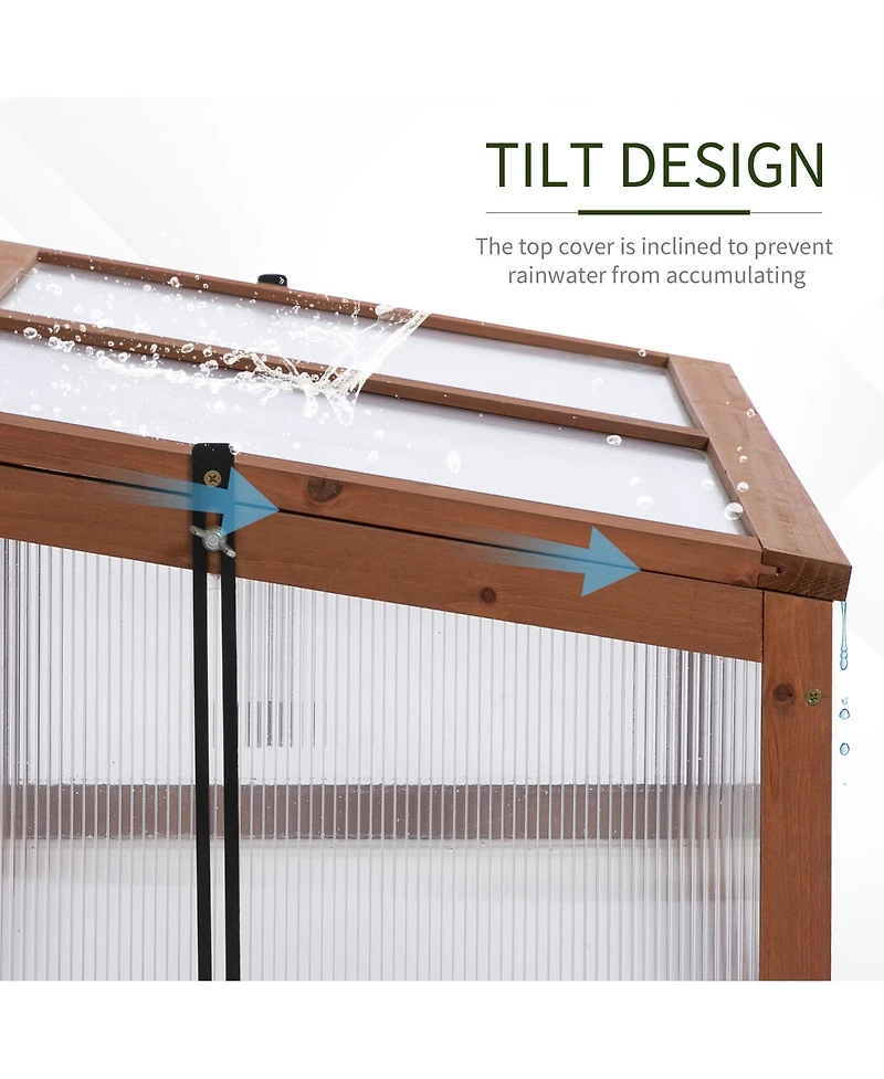 Outsunny 39" x 26" x 16" Wood Cold Frame