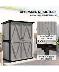 Outsunny Outdoor Storage Cabinet, Wood Garden Shed with 2 Shelves,