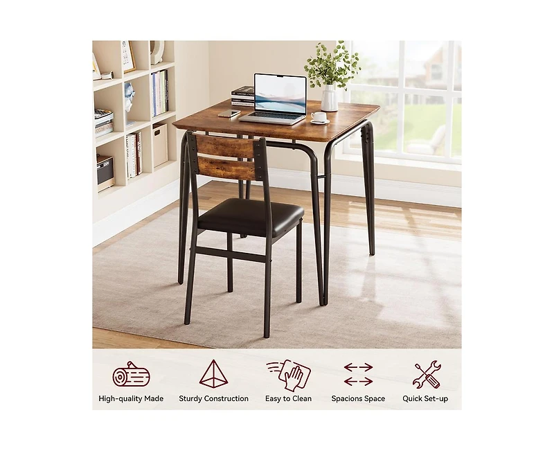gaomon 3-Piece 2-Person Vintage Square Dining Table Set